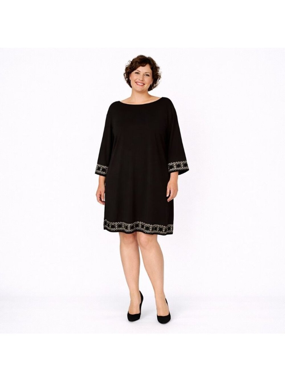 2/$30 Tiana B  20 Plus Black Boatneck Dress Rhinestone Embellishments Formal